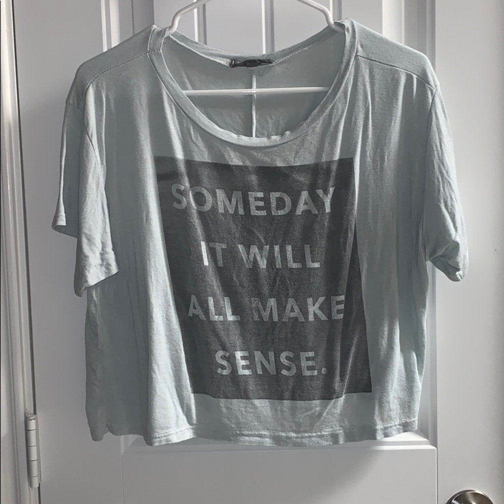 American Eagle Outfitters Light Mint Graphic Tee - Gray Print